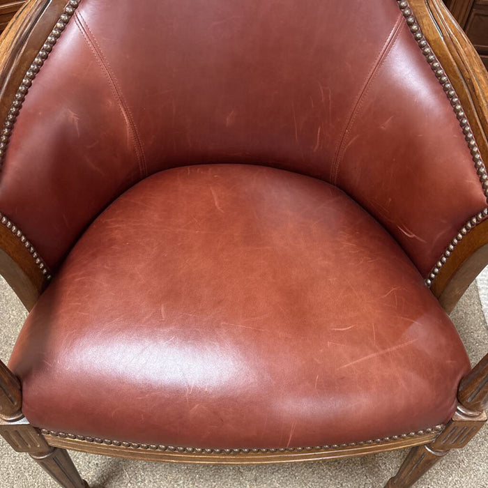 Red Leather/Wood Accent Chair (BMA)