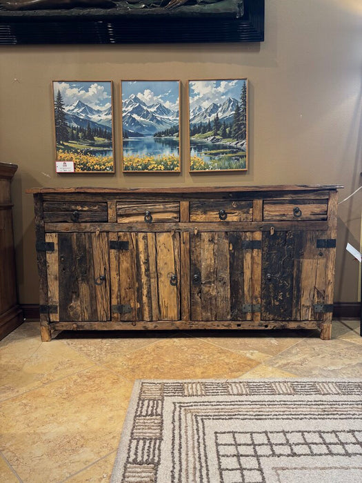Rustic Wood 4 Door 4 Drawer Side Cabinet (KLH)