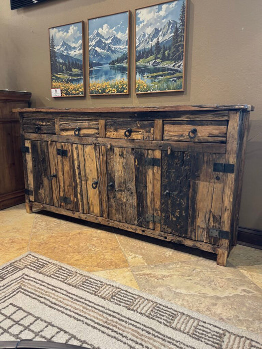Rustic Wood 4 Door 4 Drawer Side Cabinet (KLH)