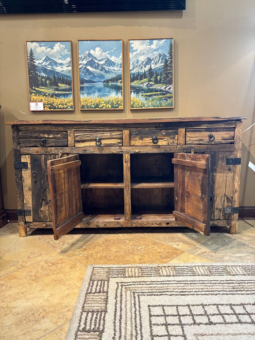 Rustic Wood 4 Door 4 Drawer Side Cabinet (KLH)