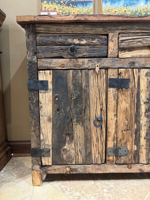 Rustic Wood 4 Door 4 Drawer Side Cabinet (KLH)
