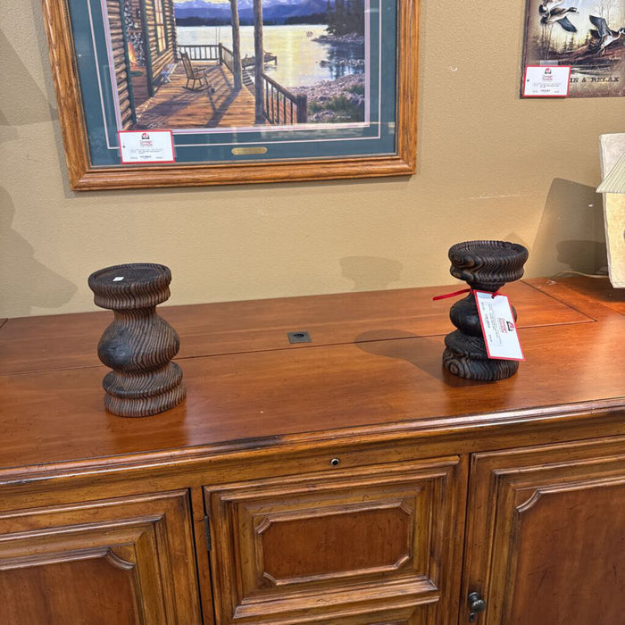 Teak Wood Candle Pillars (ML)