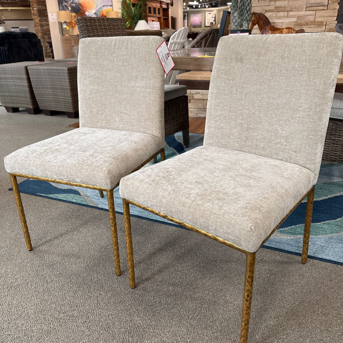 Meridian Furniture Set/2 Gold/Beige Chairs (LKH)
