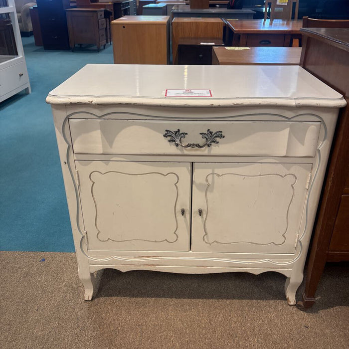White 1-Drawer 2-Door Nightstand (KL)