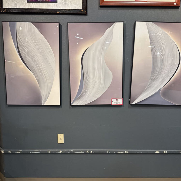 Set of 3 White Abstract Art (SK)