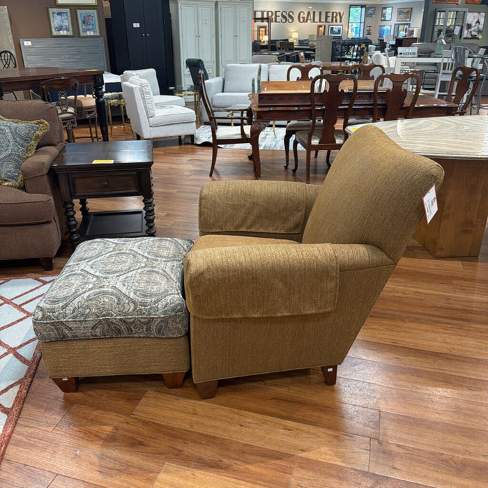 Tan Fabric CH w/ Paisley 2-tone Ottoman (BTK)