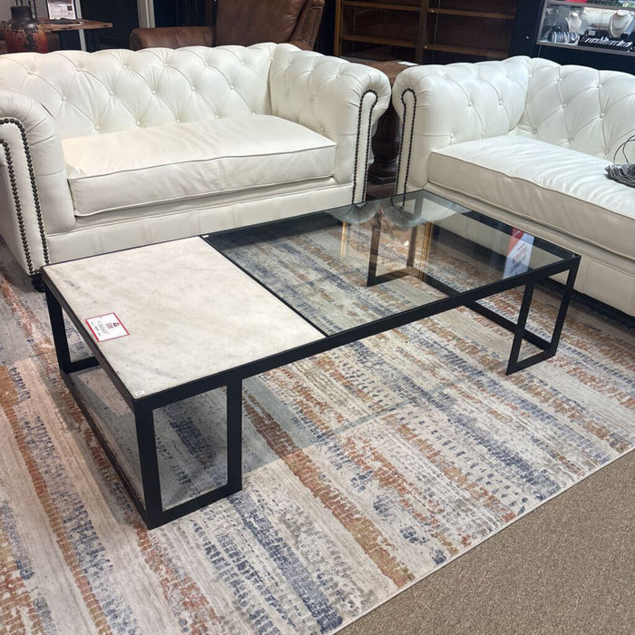 Glass + Marble Metal Coffee Table (ATH)