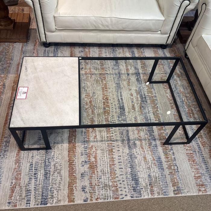 Glass + Marble Metal Coffee Table (ATH)
