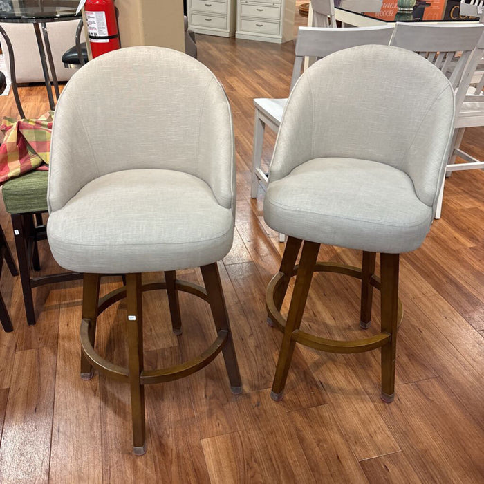 S/2 Grey Farbric Wooden Barstools (BII)