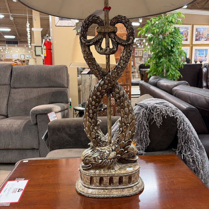 Grey Scaled Ornate Table Lamp(KL)