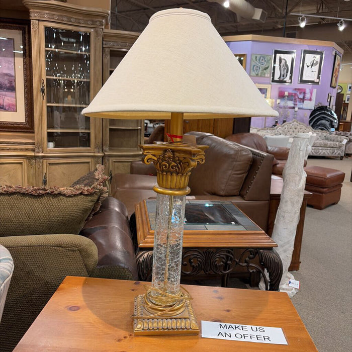 Crystal/Gold Pillar Table Lamp(AT)