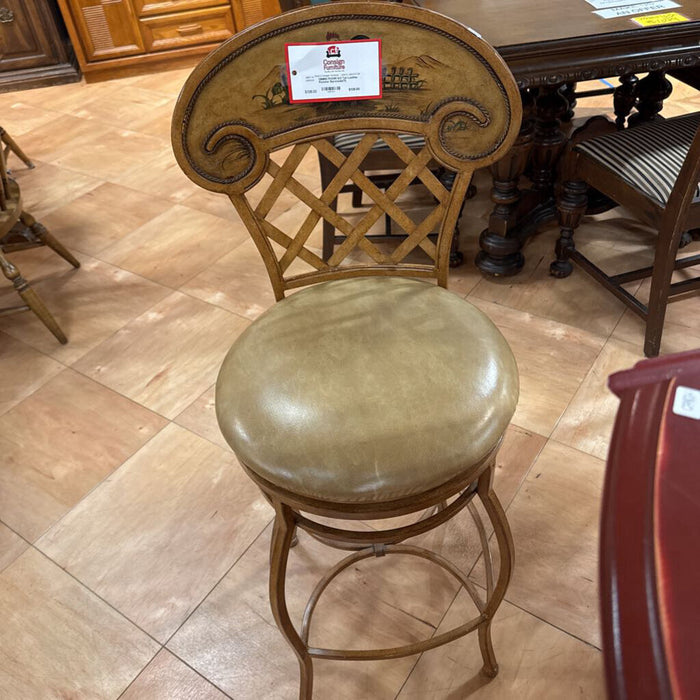 S/2 Tan Leather Rooster Barstools(TI)