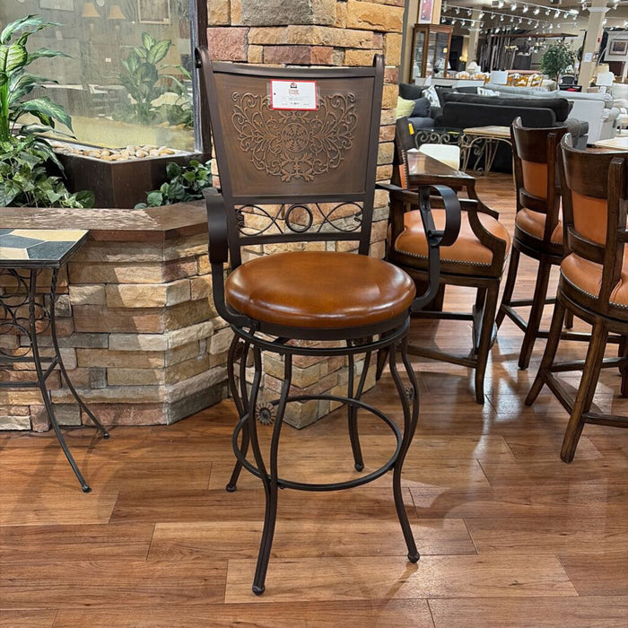 Rot Iron + Leather Barstool (SK)