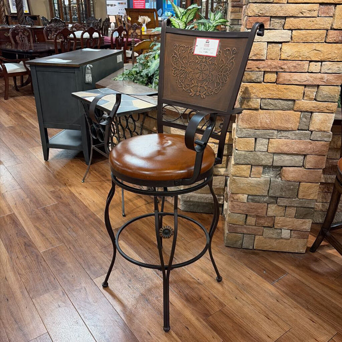 Rot Iron + Leather Barstool (SK)