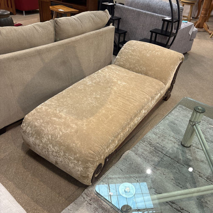 Tan Fabric/Wood Accented Chaise(BTK)
