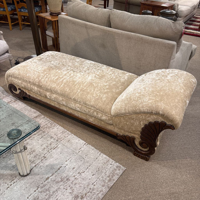 Tan Fabric/Wood Accented Chaise(BTK)