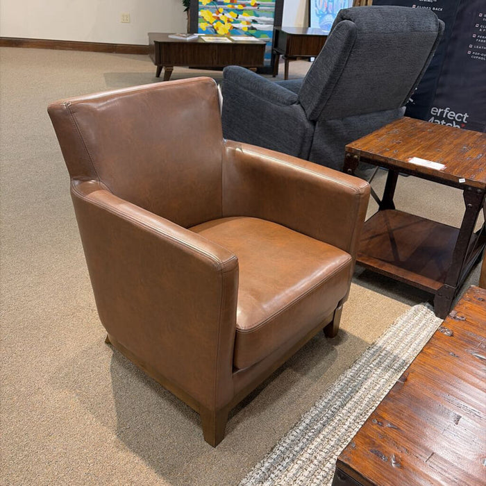 Leather/Wood Accented Armchair(BTK)