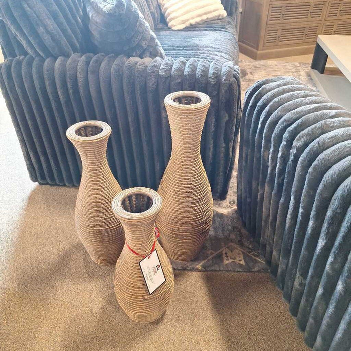 SET OF 3 RATTAN VASES (BCH)