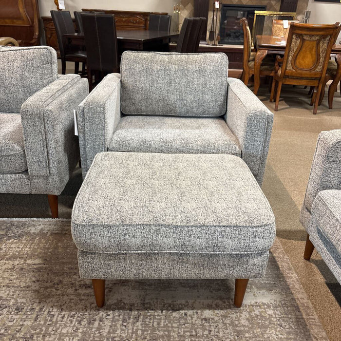 Light Grey Arm Chair w/ Stool (AMK)