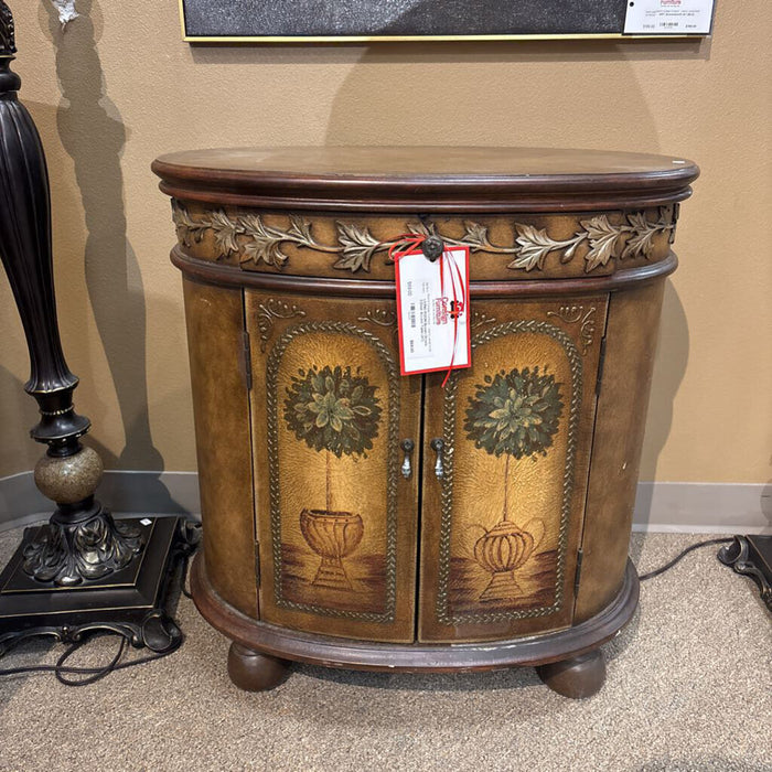 Brown Ornate 2-Door Accent Table (AT)