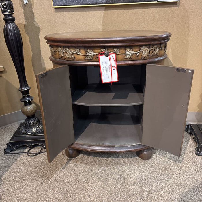 Brown Ornate 2-Door Accent Table (AT)