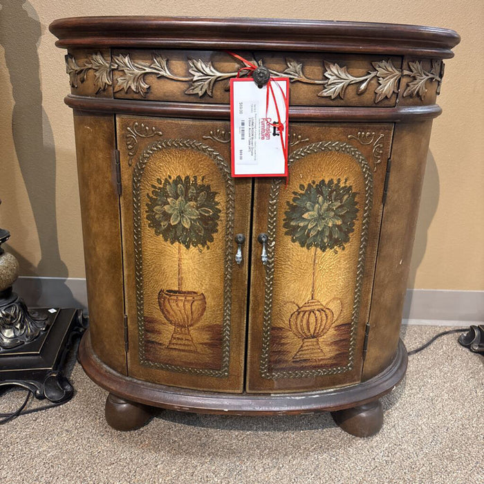 Brown Ornate 2-Door Accent Table (AT)