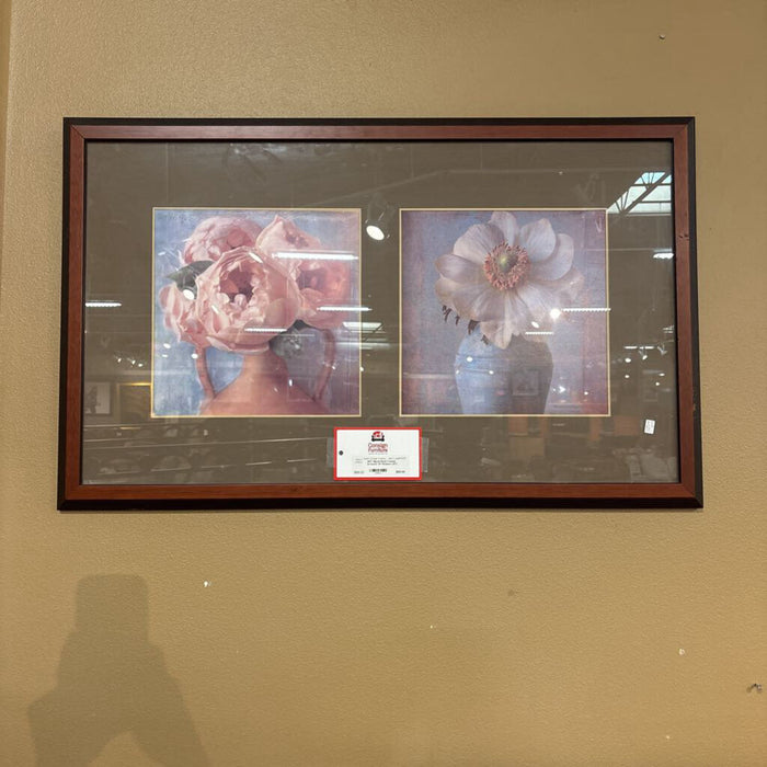 Black+Red Framed Artwork Of Flowers (AT)