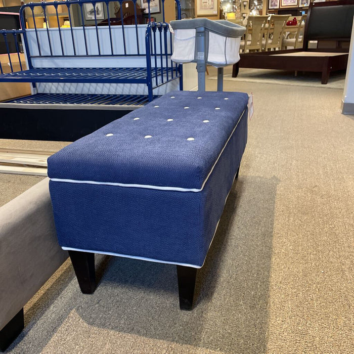 Dark Blue/White Tufted Ottoman(SK)