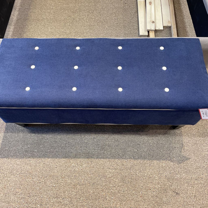 Dark Blue/White Tufted Ottoman(SK)