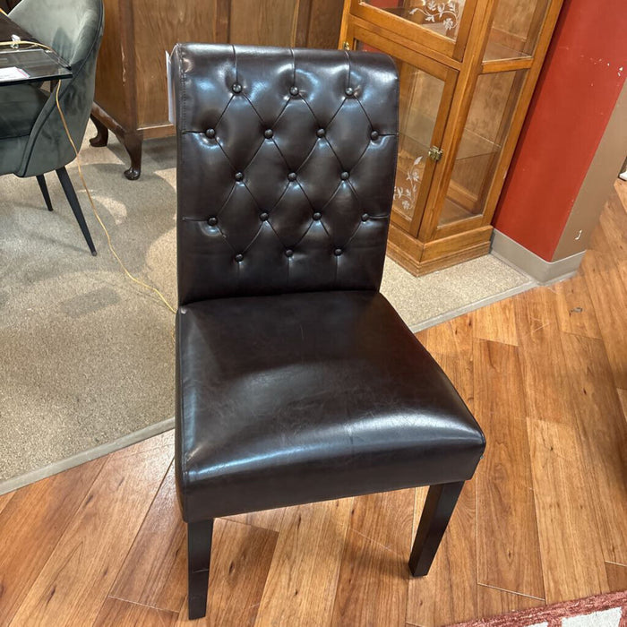 Brown Leather Tufted Chair (LH)