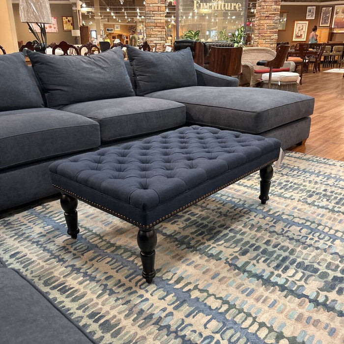Dark Blue Tufted Large Ottoman(TI)
