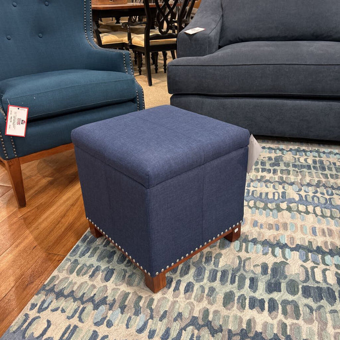 Small Blue Square Ottoman(AT)