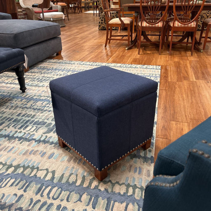Small Blue Square Ottoman(AT)
