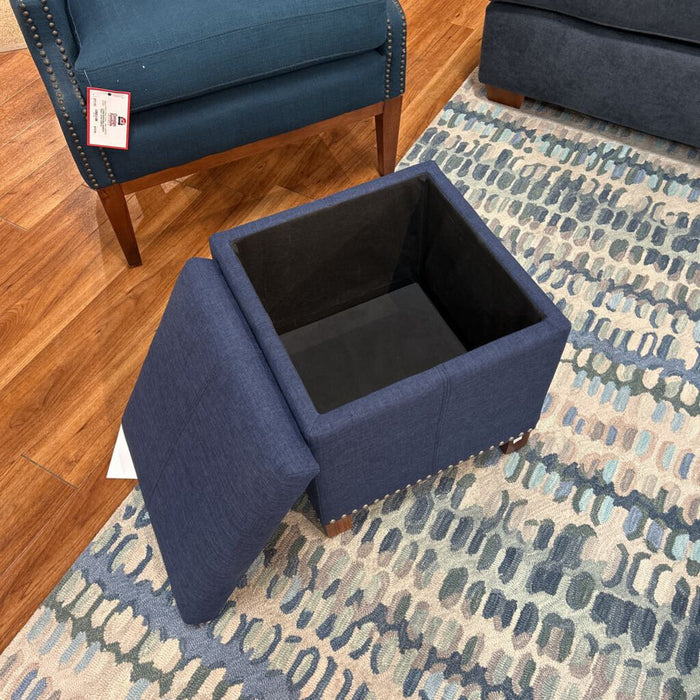 Small Blue Square Ottoman(AT)