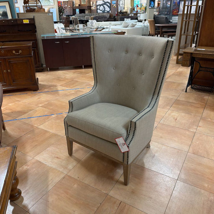 Wingback Tufted Grey Fabric CH(BHA)
