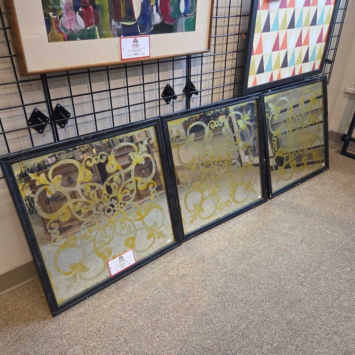 S/3 Black Square Mirrors(TI)