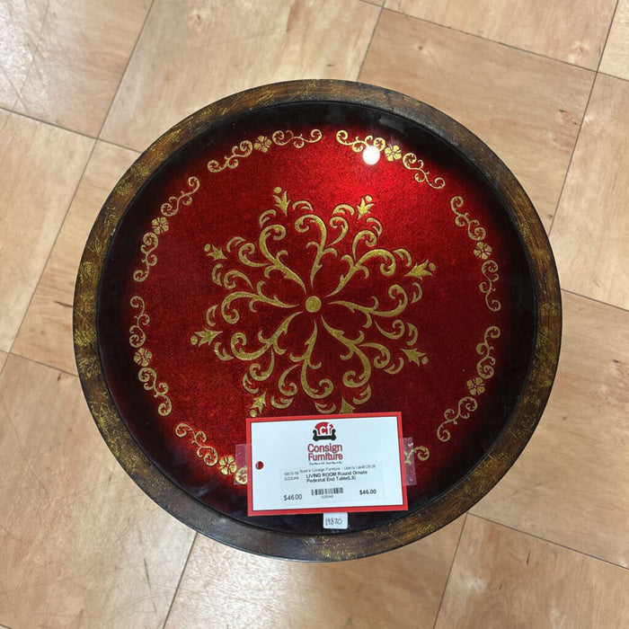 Round Ornate Pedestal End Table(LS)