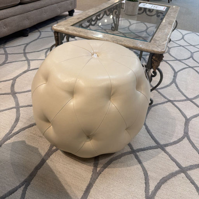 Tufted Round Tan Ottoman(SK)