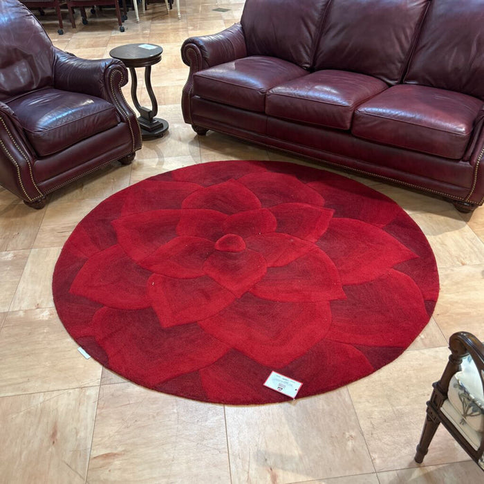 Round Red Floral Rug(BAH)