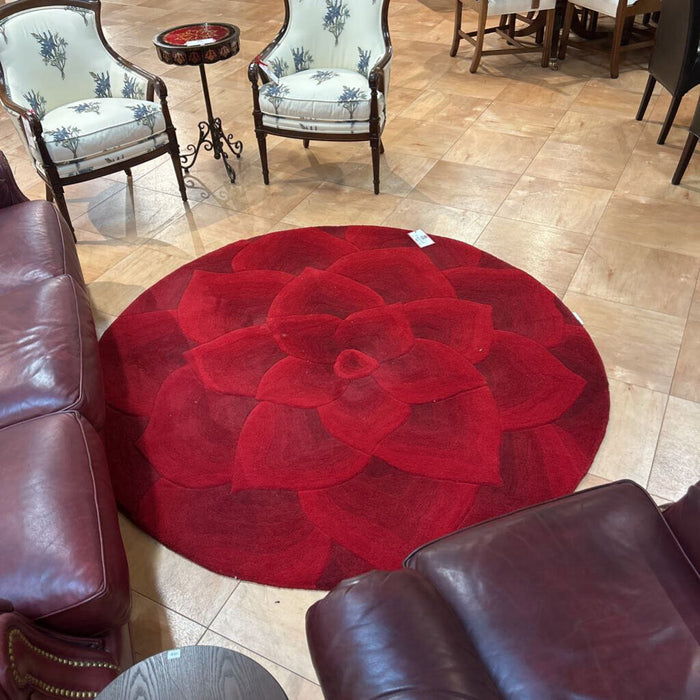 Round Red Floral Rug(BAH)