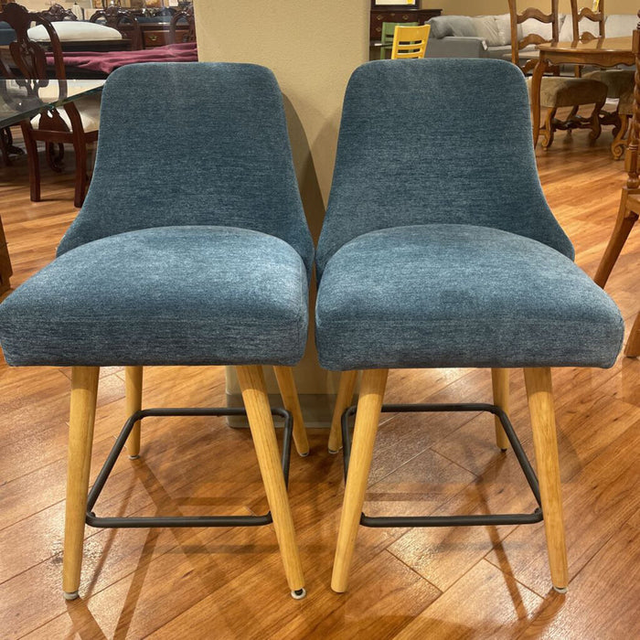 S/2 Fabric Blue Barstools(TI)