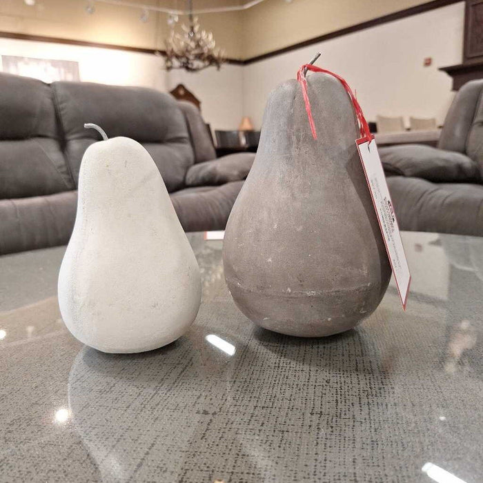 S/2 White/Grey Pear Decor(AA)
