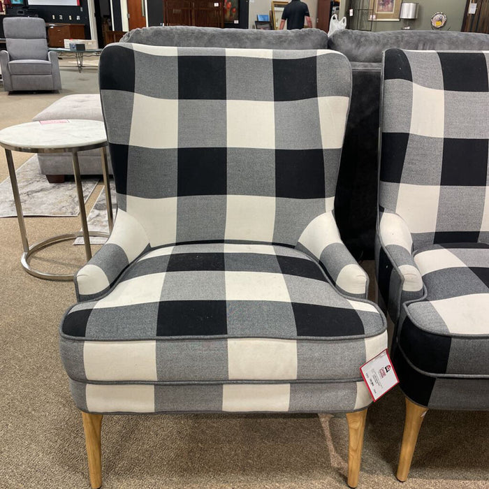 Plaid B/W Armless Chair(TI)