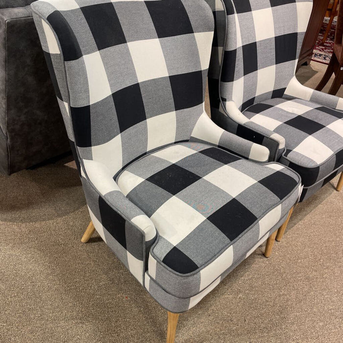 Plaid B/W Armless Chair(TI)