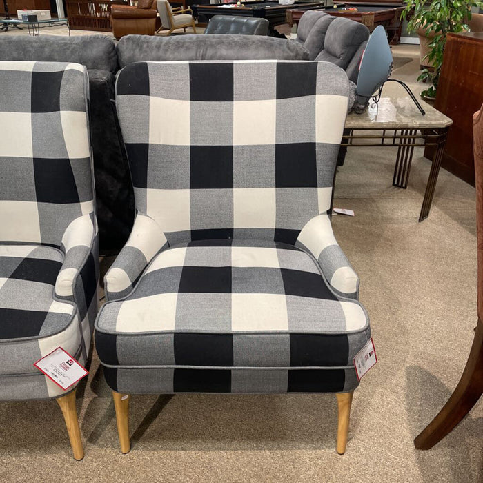 Plaid B/W Armless Chair(TI)