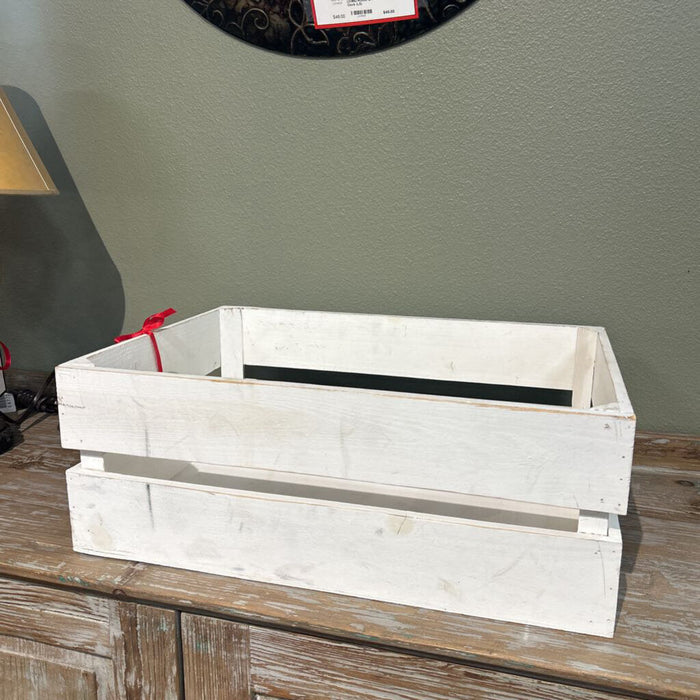 White Wooden Storage Basket (M)