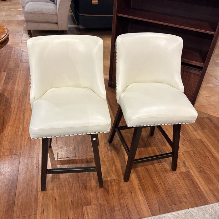x2 White Leather Barstools (BLA)