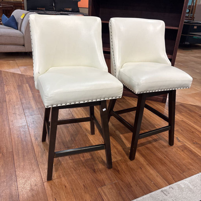 x2 White Leather Barstools (BLA)