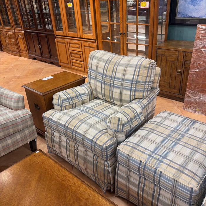 Blue/Tan Striped Fabric Chair(BAH)