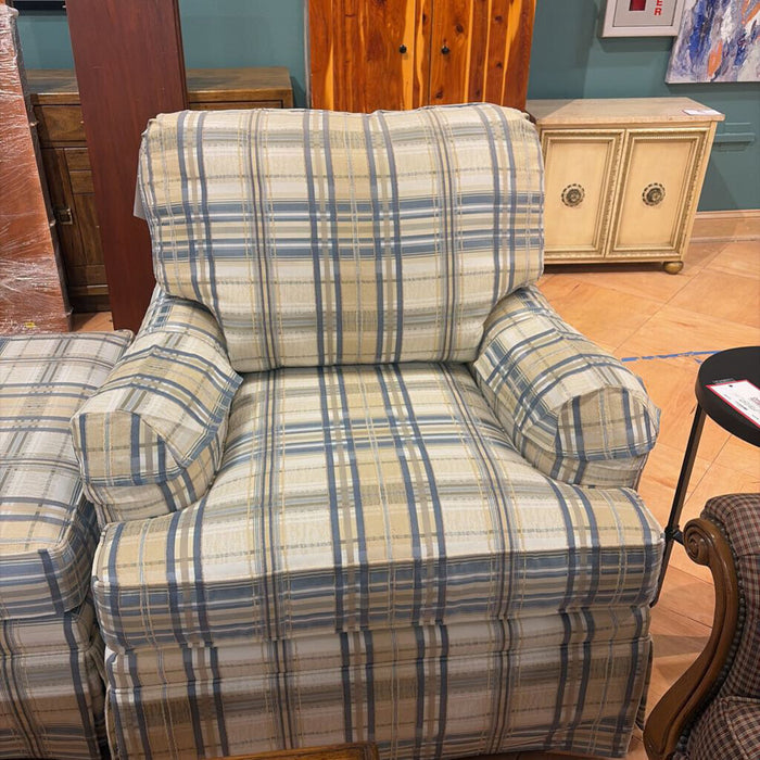 Blue/Tan Striped Fabric Chair/Otto(BAI)